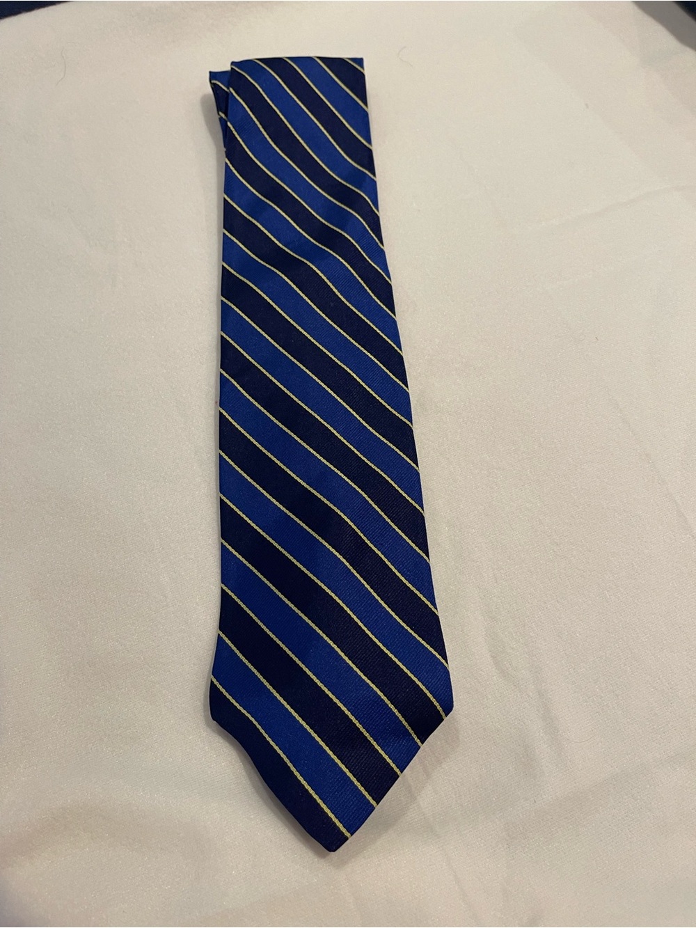 Brooks Brothers Royal Blue and Navy blue Tie with yelllw Diagonal Stripes